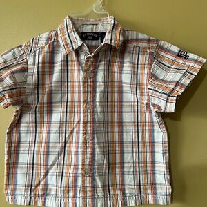 U.S. Polo Assn. Kids White and Orange Plaid Button-Down Shirt
